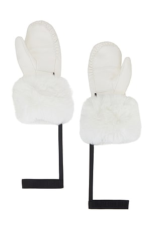 Goldbergh Adore Leather Embossed Logo Mittens in White