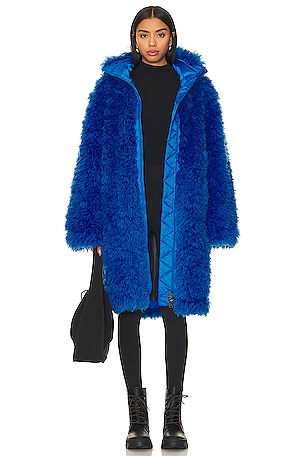 OW Collection Copenhagen Faux Fur Coat in Blue | REVOLVE