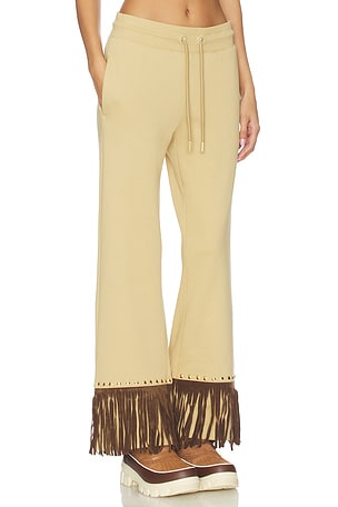 Goldbergh Reign Wide Leg Track Pant in Tan