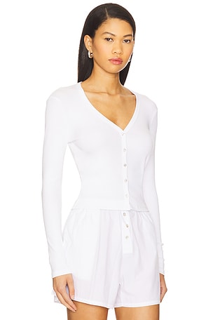 Goldie Rib Crop Cardi in White