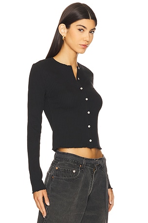 Goldie Ribbed Knit Cardigan in Black