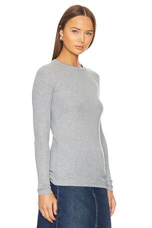 Goldie Ribbed Long Sleeve Tee in Grey