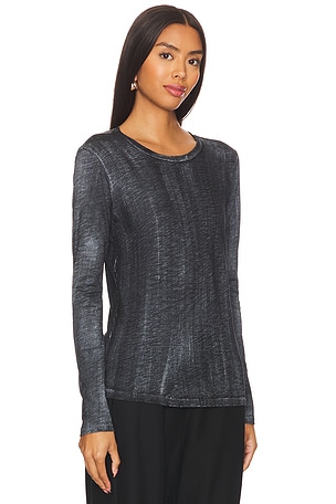 Goldie Long Sleeve Classic Metallic Spray Top in Metallic Silver