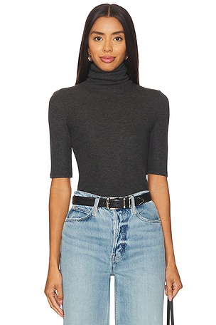 Ribbed Half Sleeve Turtleneck Top Goldie