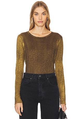 Long Sleeve Classic Metallic Spray Top Goldie