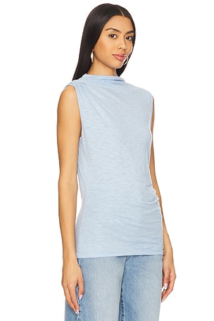 Goldie Sleeveless Draped Top in Baby Blue