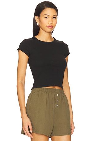 Goldie Pointelle Baby Tee in Black