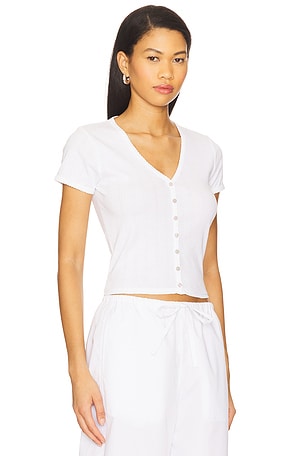 Goldie Pointelle Short Sleeve Cardi in White