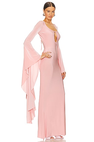 GIUSEPPE DI MORABITO Drape Sleeve Maxi Dress in Rose