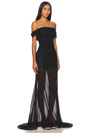 GIUSEPPE DI MORABITO Off The Shoulder Dress With Train in Black