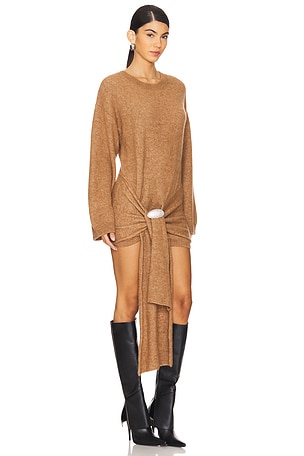 GIUSEPPE DI MORABITO Belted Sweater Dress in Tan