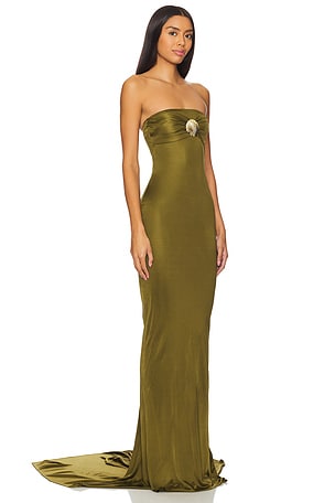 GIUSEPPE DI MORABITO Strapless Gown in Olive