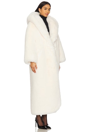 GIUSEPPE DI MORABITO Faux Fur Hooded Coat in White