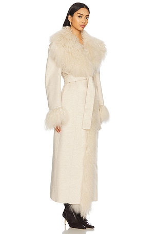 GIUSEPPE DI MORABITO Fur Trenchcoat in White. Size 42. Also