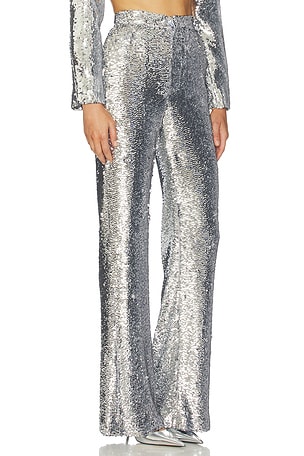 GIUSEPPE DI MORABITO Sequin Pant in Metallic Silver. Size 44. Also