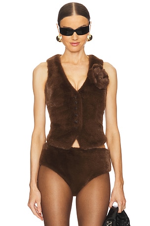 Faux Fur Vest With Rosette GIUSEPPE DI MORABITO