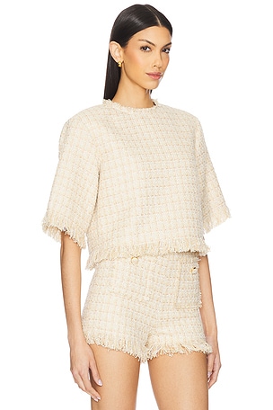 GIUSEPPE DI MORABITO Short Sleeve Top in Cream