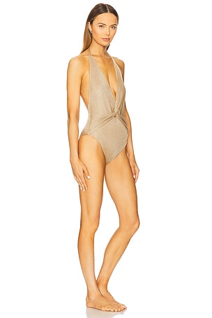 GIUSEPPE DI MORABITO Knotted One Piece in Metallic Gold