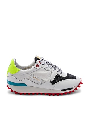 Golden Goose Starland Sneaker in White Leather & Black Lurex