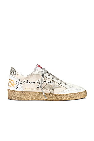 Golden Goose Ball Star Sneaker in Creamy White, Gold
