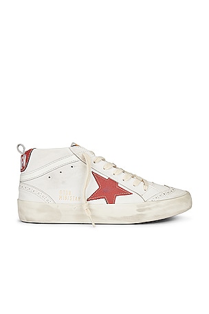 Golden Goose Mid Star Sneaker in White, Black, & Silver | REVOLVE