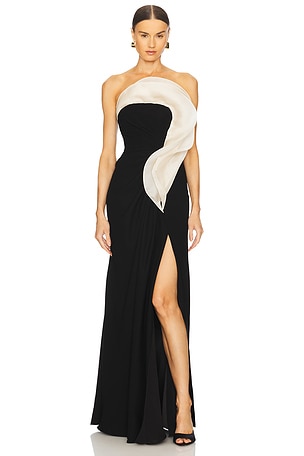 Monochromatic Ruffle Drape Gown Gaurav Gupta