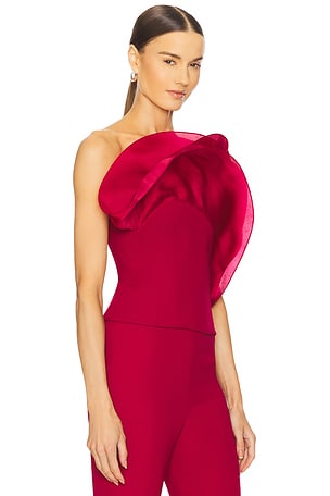 Gaurav Gupta The Wave Ruffle Top in Red