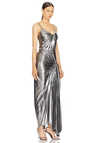 Georgia Hardinge Dazed Dress Floor Length in Metallic Silver