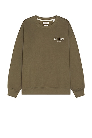 Guess Jeans Back Macro Logo Sweater in Olive