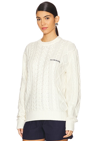 Guess Jeans Cable Knit Sweater in Ivory