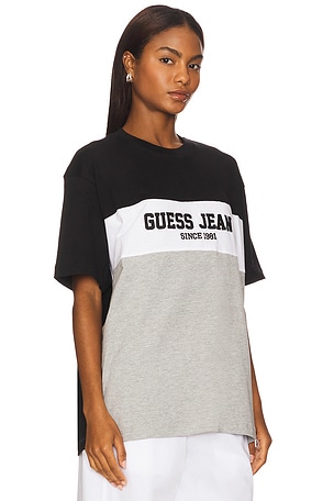 Guess Jeans Horizontal Stripe Tee in Grey