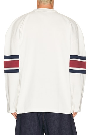 Guess Jeans Long Sleeve Hockey Jersey in White
