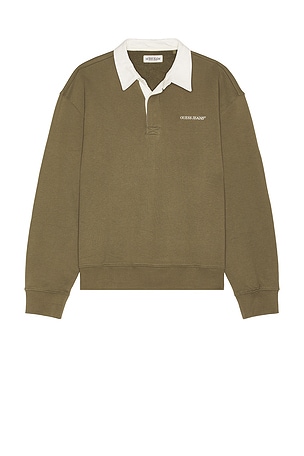 Guess Jeans Long Sleeve Rugby Polo in Olive