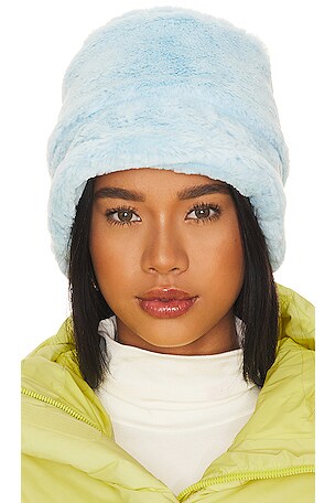 Gladys Tamez Millinery Faux Fur Bucket Hat in Baby Blue  display picture 1