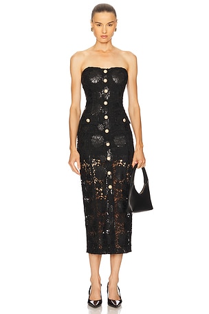 Misha Faux Leather Guipure Midi Dress Generation Love