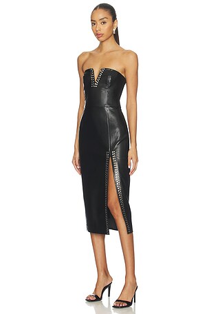 Generation Love Isabel Studded Faux Leather Dress in Black