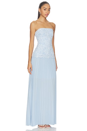 Generation Love Cody Two Tone Lace Pleat Dress in Blue. Size M. Also