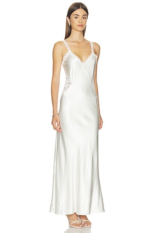 Generation Love Milena Lace Combo Liquid Satin Maxi Dress in White