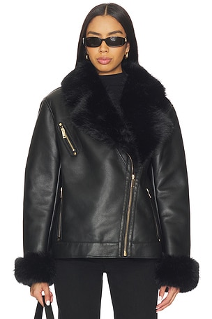 Walt Faux Fur Shearling Moto Jacket Generation Love
