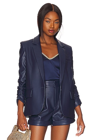 Generation Love Millie Vegan Leather Blazer in Navy REVOLVE