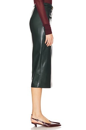 Generation Love Kiva Faux Leather Midi Skirt in Dark Green