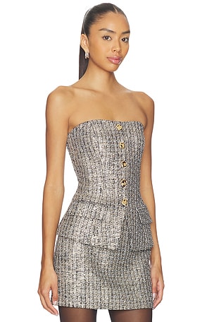 Generation Love Quinn Tweed Vestier in Metallic Gold,Black