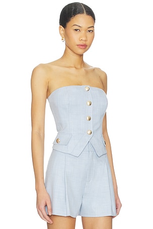 Generation Love Ellery Chambray Suiting Bustier in Baby Blue