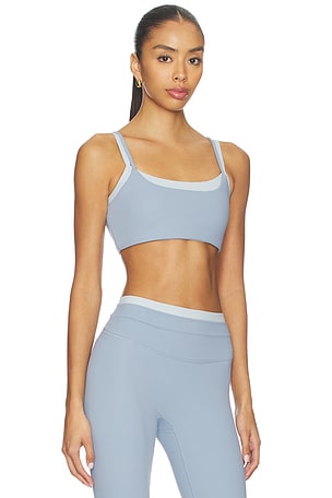 Gold Hinge Double Layer Strydeform Sports Bra in Slate