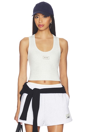 Ribbed Cotton Tank Top Gold Hinge