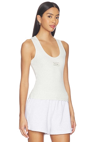 Gold Hinge Ribbed Cotton Tank Top in Grey