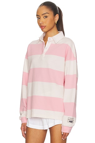 Gold Hinge Rugby Top in Pink