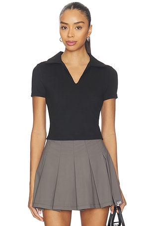 Preppy V-neck Polo Top Gold Hinge