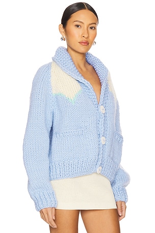 GOGO Sweaters Yoke Cardi in Blue
