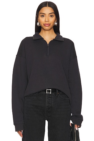 Guess Originals Washed Half Zip Sweatshirt in Blue